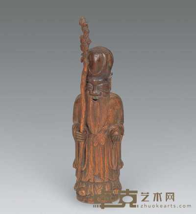 清 竹雕寿星 24×7cm